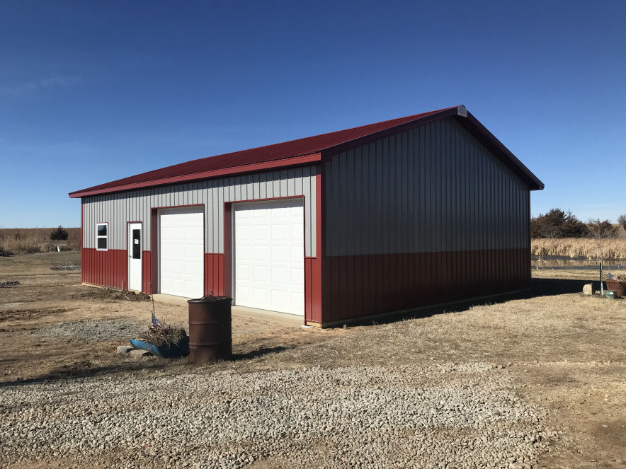 30 feet by 40 feet by ten feet pole building with steel siding and roofing haven kansas
